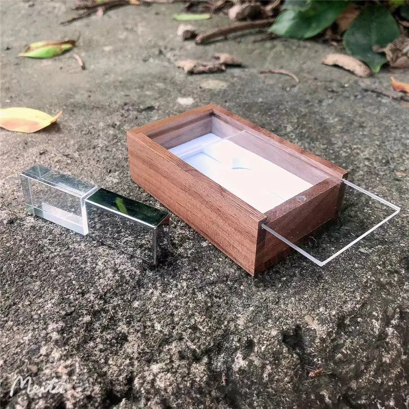 Acrylic Wooden Box Metal Wooden Silver Crystal USB3.0 High-speed Flash Drive128GB 64GB Memory Stick Free Custom LOGO Brand usb flash drive,flash drive