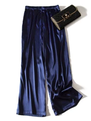 Pantalon en soie épaissi en Satin de mûrier naturel, avec poches, décontracté, à la mode, nouvelle collection automne et hiver 2021 