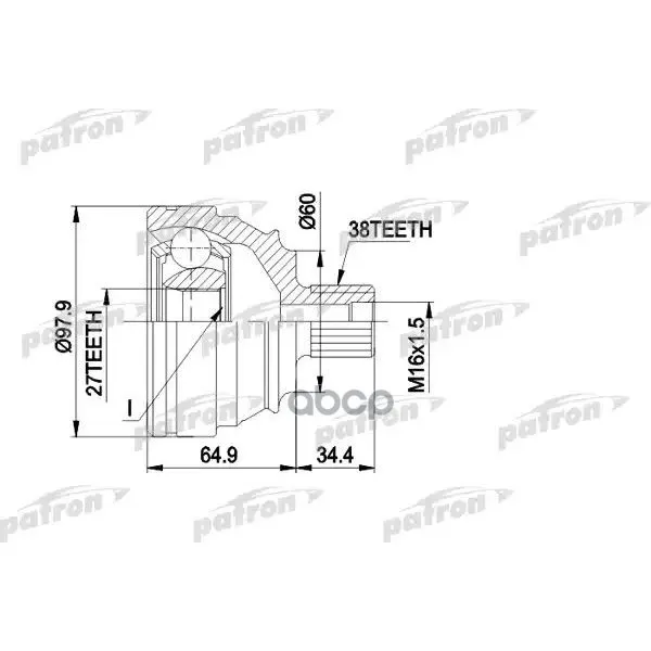 Шрус Наружн К-Кт 38x60.2x27 Vw: Transporter Т4 7.94- PATRON арт. PCV1230