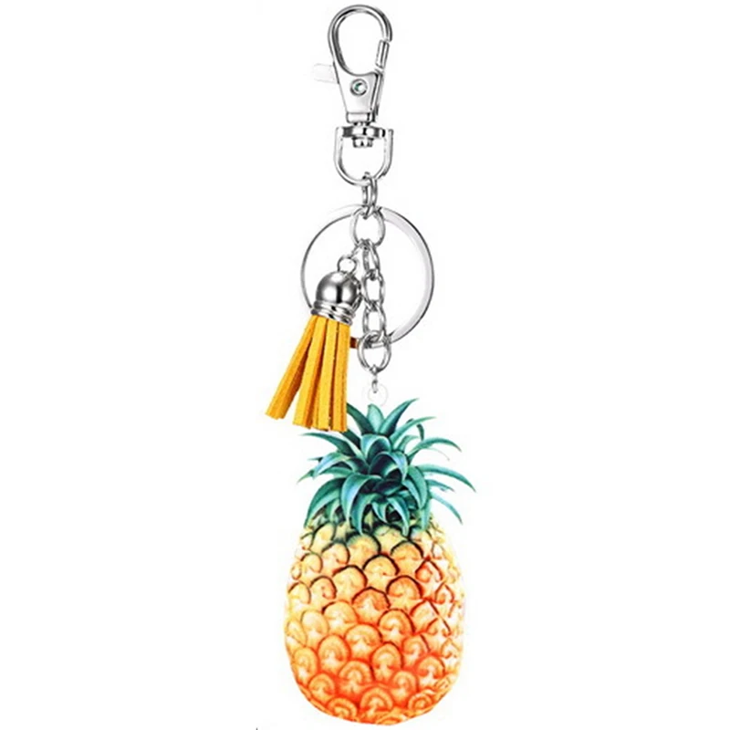 pineapple 3pcs Новинка, топ популярная серия мультяшных фруктов, подвеска, брелок, оригинальность, милые кисточки, ключ, женская сумка, аксессуары - Цвет: pineapple 3pcs