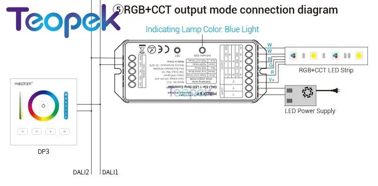 MiBOXER DALI 5 в 1 Светодиодная лента управления Лер DL5, DC 12~ 24V совместимый DP1 DP2 DP3 пульт дистанционного управления/DALI Bus power Supplly
