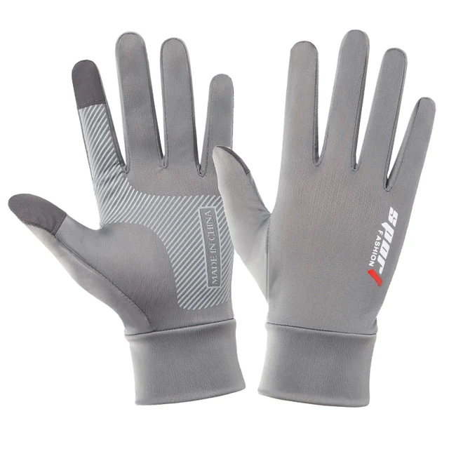 Ice Silk Non-Slip Motorcycle Racing Gloves Gloves & Mittens Men's Accessories Men's Apparel color: Black-Full Finger|Black-Two Finger|Grey-Full Finger|Grey-Two Finger