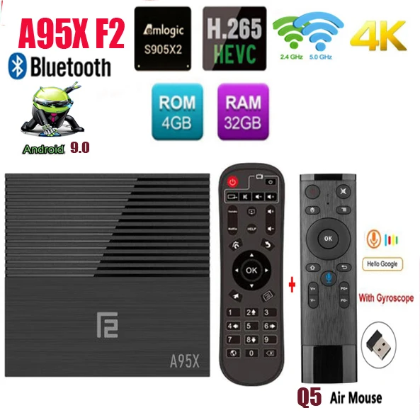 4G 32G Q5 Android 9,0 ТВ-приставка A95X F2 Amlogic S905X2 4K смарт-ТВ-приставка 4GB 64GB 2,4G& 5G двойной wifi PK X96 MAX приставка - Цвет: 4G 32G Q5