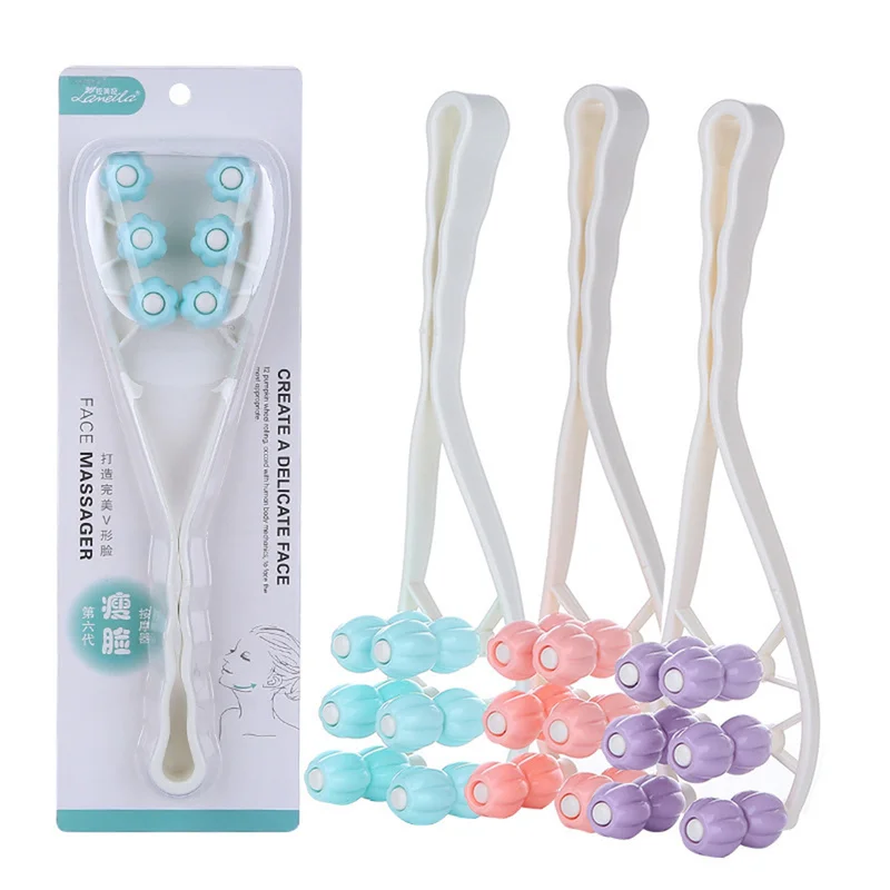 Flower Shape Anti Wrinkle Beauty Tools Create V Face Facial Massager Roller Manual Face-lift Slimming Relaxation Random Color