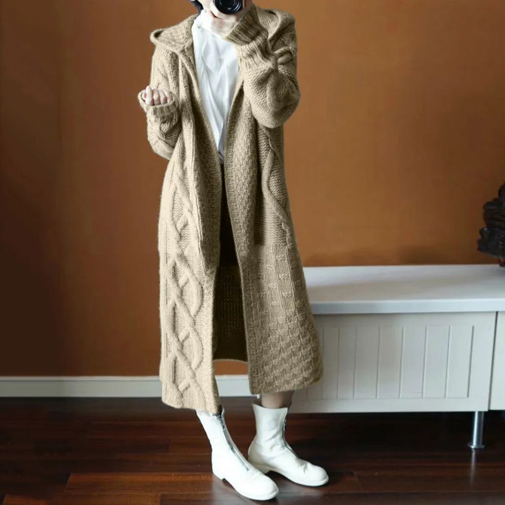 Autumn Winter Women's Knitted Sweater Cardigan Cloak Coat Winter Warm Hooded Cape Outerwear pull femme nouveaute sweter