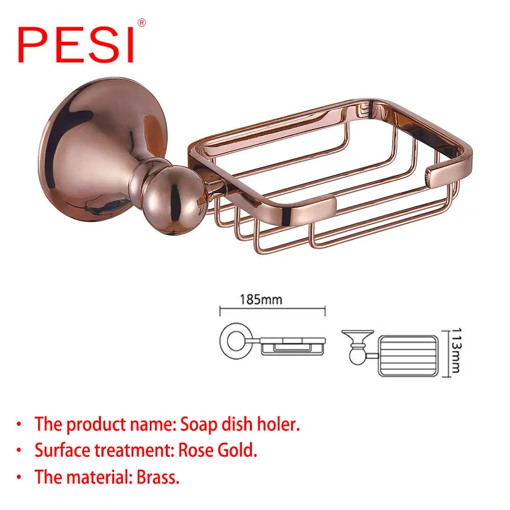 Soap Dish Basket Bathroom Accessories Hardware Set Robe Coat Hook Towel Ring Rail Rack Bar Shelf Paper Holder Toothbrush Holder,Rose Gold - Цвет: Soap Dish Basket