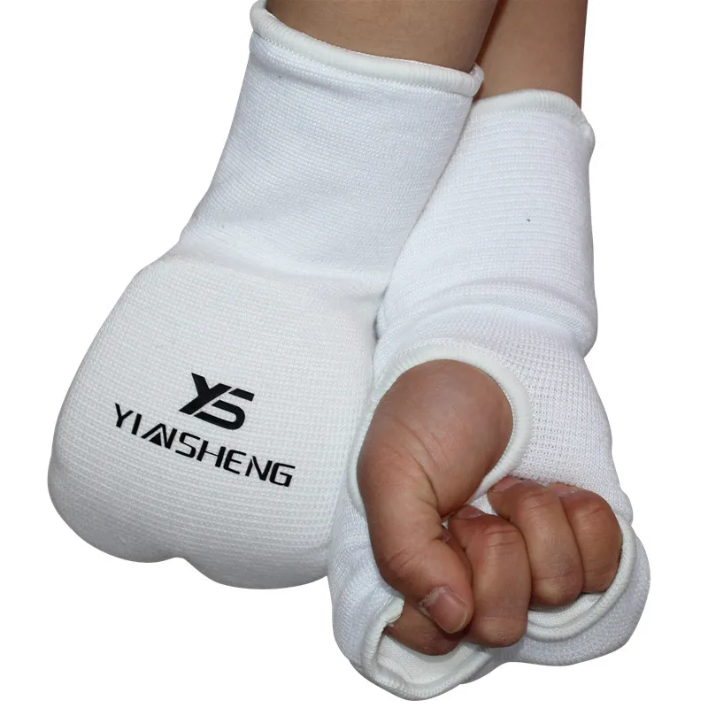 Хлопок боксерские щитки MMA подъем протекторы Защита ног TKD кикбоксинг pad Muaythai тренировка ног поддержка протекторы - Цвет: hand white
