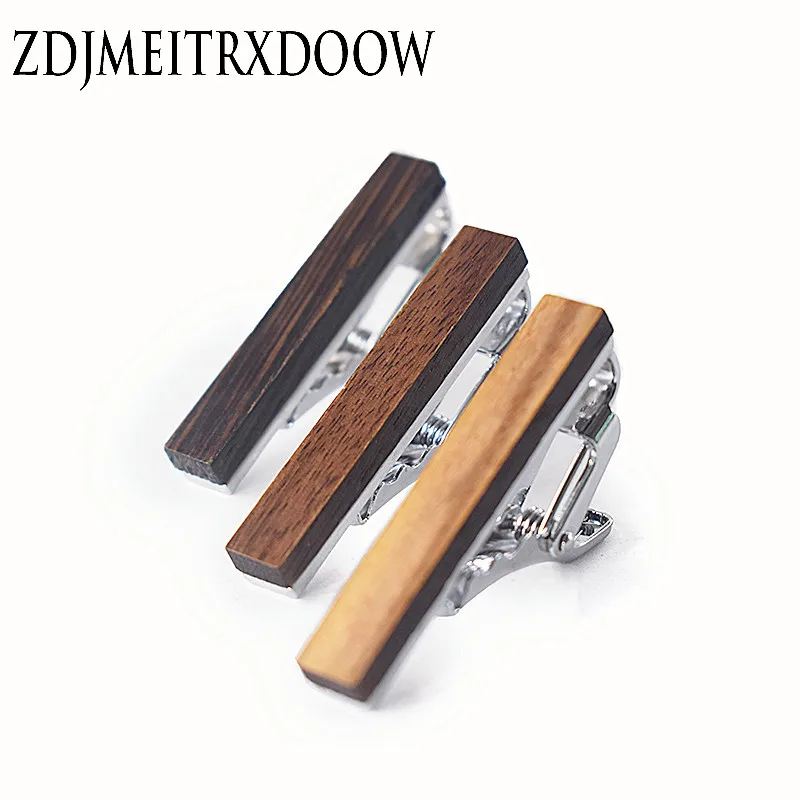 

ZDJMEITRXDOO Men Vintage Wood Gift Alloy Copper Metal Necktie Bar Groom Wedding Business Wooden Romantic Neck Tie Clips Pin