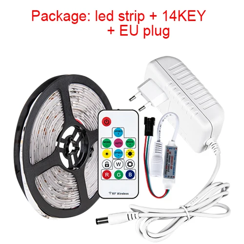 14Key EU Set EeeToo светодиодный ночной Светильник Спальня декоративные 5050 RGB Светодиодные ленты WS2811 DC12V Водонепроницаемый лента неоновый светодиодный гибкие светодиодные ленты ночник «сделай сам» - Испускаемый цвет: 14Key EU Set