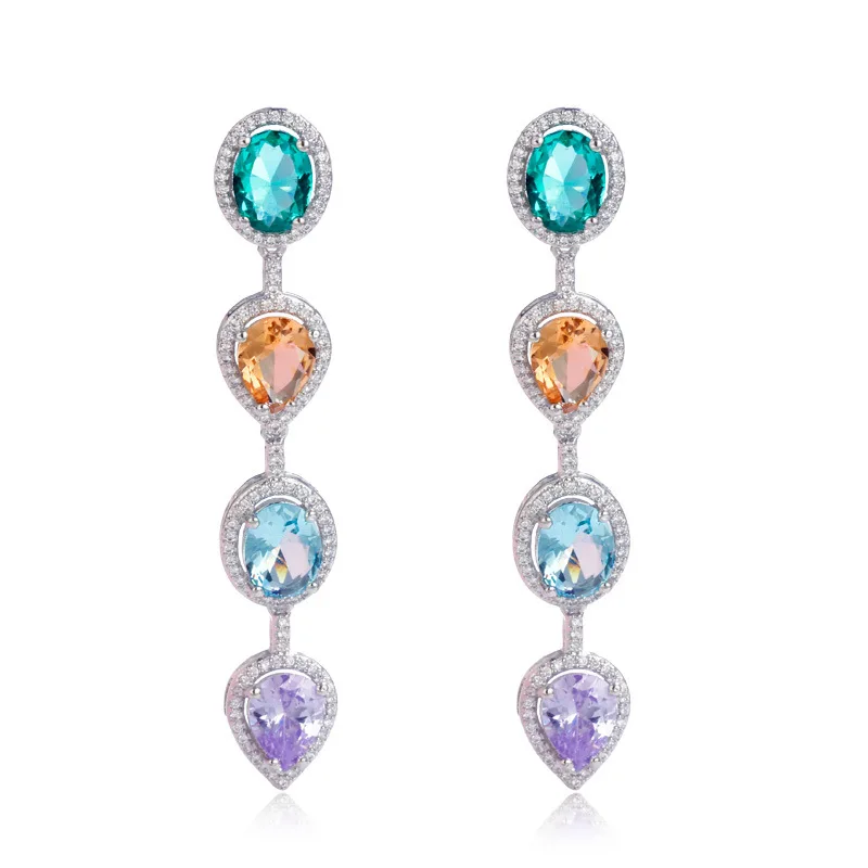 Sinzry Hotsale Eleganti Gioielli Fantasia Zircone Cubico Waterdrop Orecchini Pendenti Colorati Per Donna