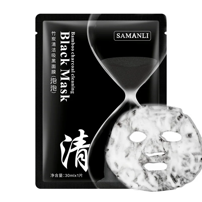 BUBBLE SHEET MASK Глубокая Очищающая детоксикационная кислородная пузырчатая черная маска бамбуковый уголь листовая маска для лица от акне и черных точек отбеливающая маска - Цвет: BUBBLE SHEET MASK