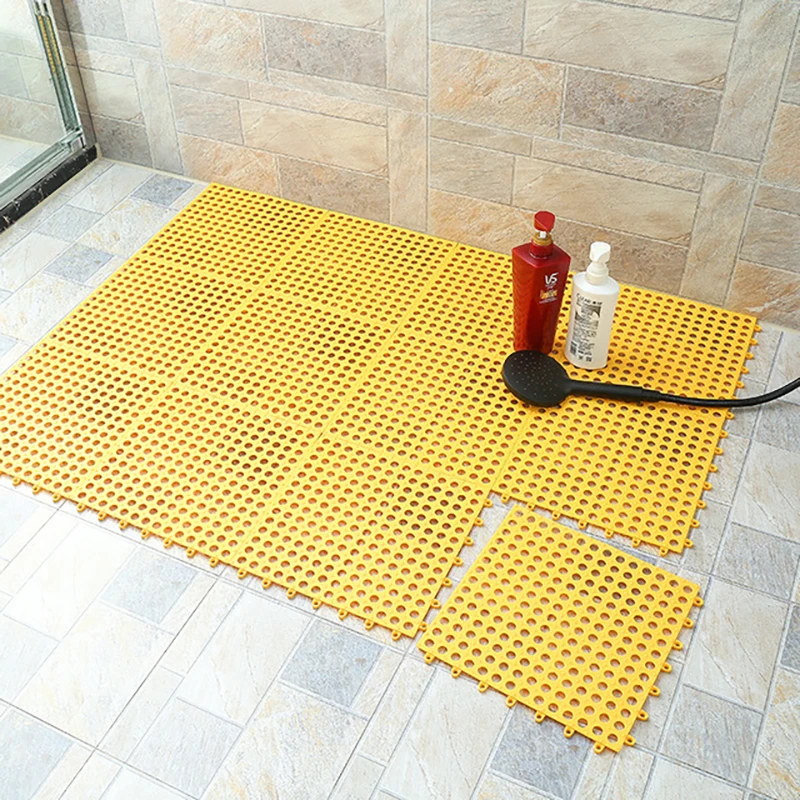 Yellow 30*30 см нескользящий 8 цветов сплайсинга ПВХ коврик для пола коврики для ванной комнаты и кухни домашний туалет сплайсинга воды сетки полый коврик - Цвет: Yellow