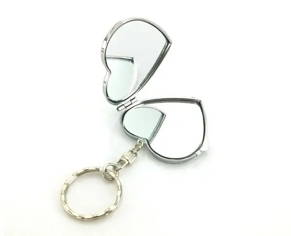1 шт креативное двухстороннее зеркало для макияжа брелок металлическое зеркало для макияжа на заказ кулон один двойной простой переключатель зеркало брелок - Цвет: heart
