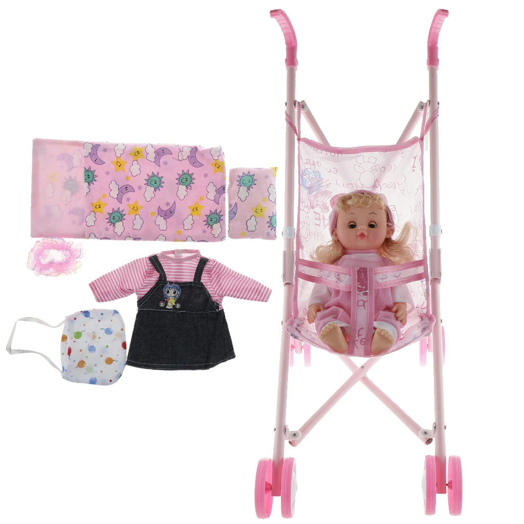 

Talking Baby Doll and Stroller Changing Set Accessories Model Kids Play House Toys #1