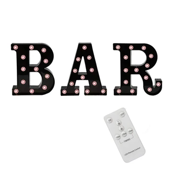 

Black BAR Marquee Letters with Lights, Light Up Letters Marquee Signs Remote Control Desk Table Lamp for Bar, Pub,Party Decor
