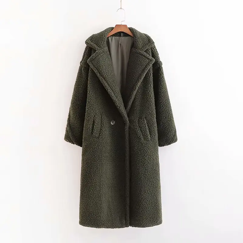 Bella philosophy, Женское зимнее теплое длинное пальто из искусственного меха, винтажное женское плотное пальто с длинным рукавом и плюшевым мишкой, свободная верхняя одежда - Цвет: G1