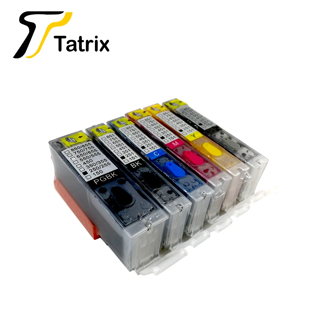 Tatrix 6PK полный чернил многоразового картридж костюм для PGI250 CLI251 Костюм для canon MG5420 MG5520 MG6320 MG6420 7120 Ip8720 с дугой