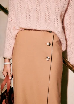 

Women Skirts Elegant Simple Design High Waist Side Button Sexy Skirt