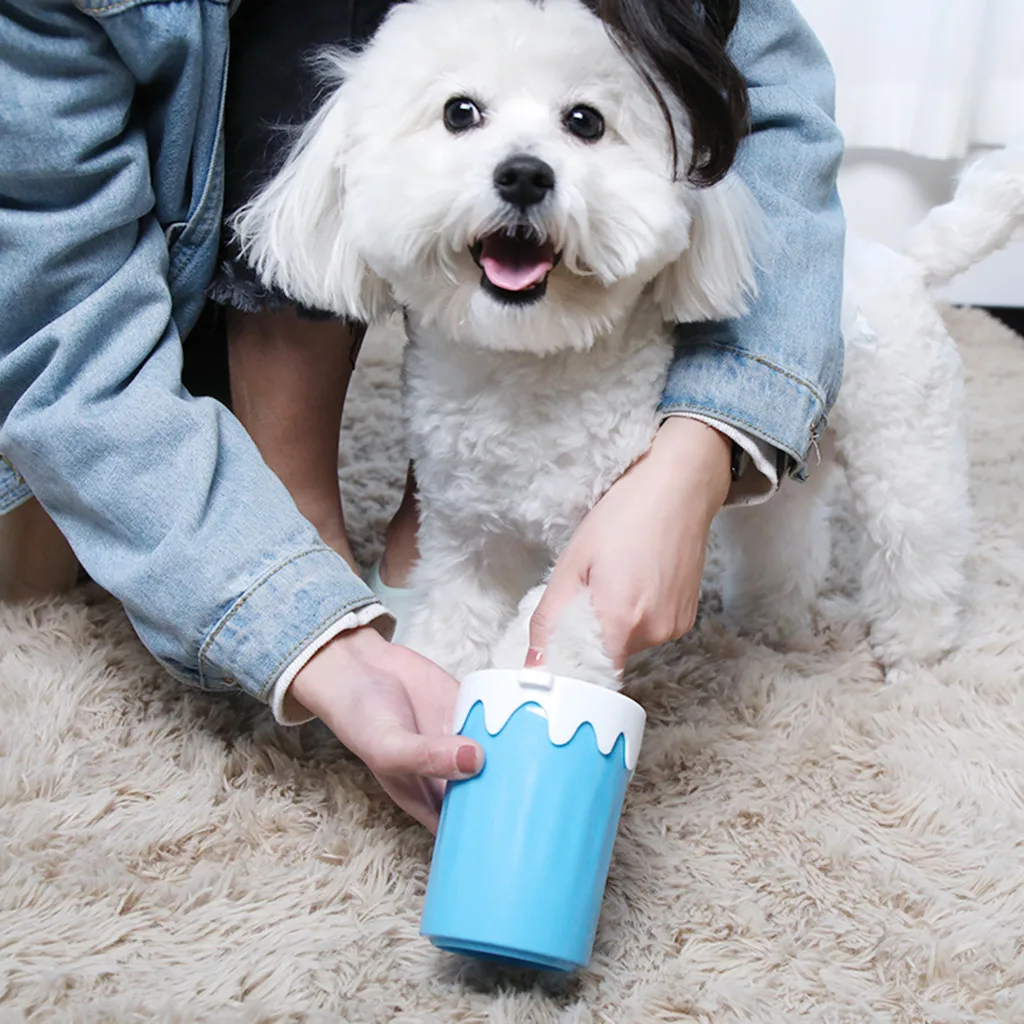 New Dog Paw Cleaner Pet Cleaning Portable Brush Cup Dog Foot Cleaner Feet Washer Foot Paw Clean Supplies Grooming Tool Perro