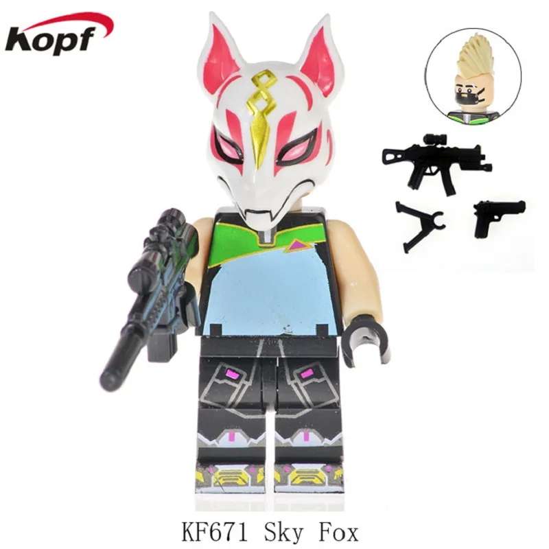 

Single Sale Building Blocks With Metal Weapon Gunner Game Sky Fox Burnout White Suit Brick Figures Model Toys For Children KF671