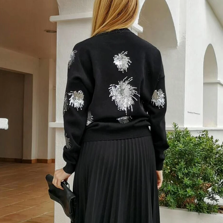 Preise Neue Jahr Frauen Weihnachten Pullover Strickwaren Shiny Perlen Klassische High end Viskose mischung Pullover Frauen Rock Mädchen C 497