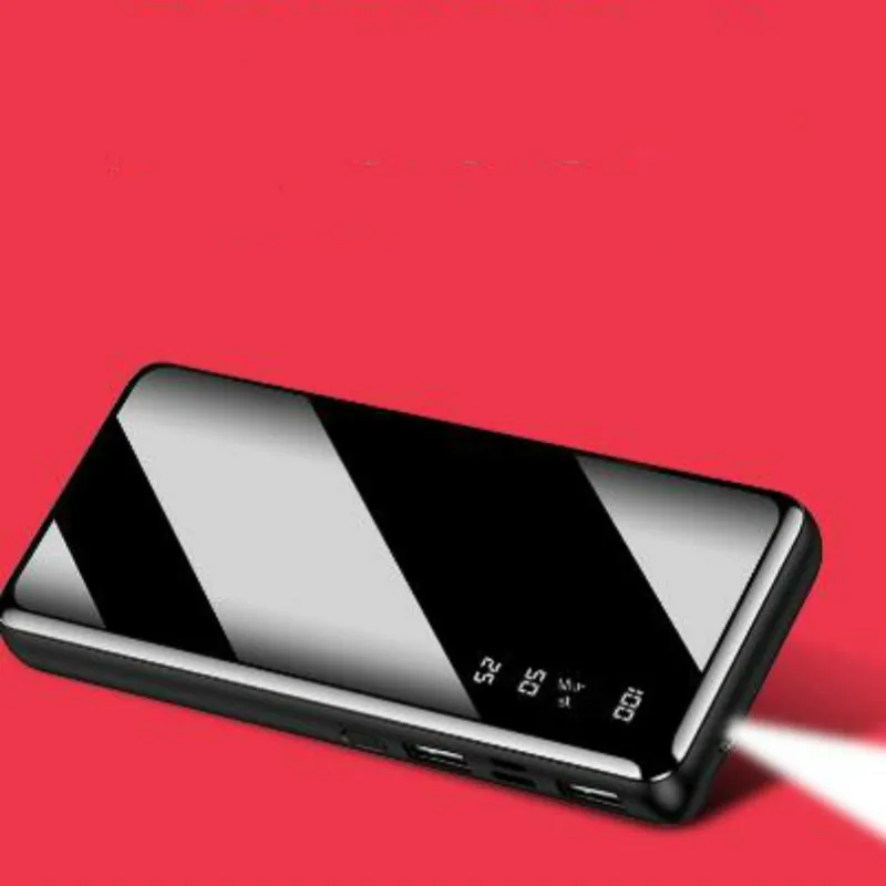 Внешний аккумулятор 30000 мАч с зеркальным экраном двойной USB со светодиодным