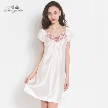 

summer women's Silk short-sleeved sleepwear pijamas nightgowns nightdress