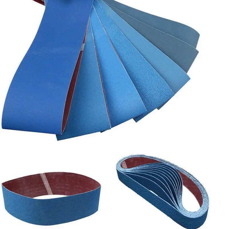 5PCS801000GritsBlueSandingBeltBandsZirconiumCorundumSand