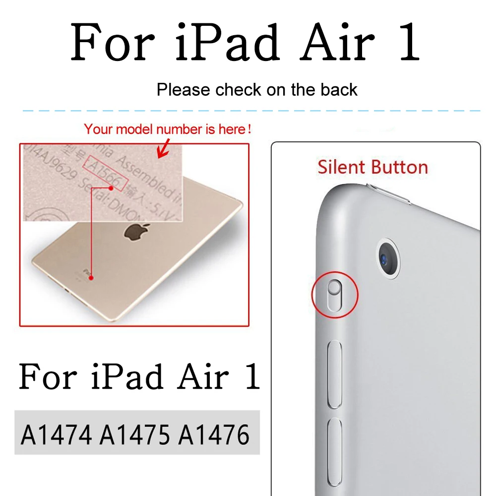 Чехол-книжка с подставкой для Apple iPad Air 2013(Air 1) A1474 A1475 A1476 LTE Wi-Fi из искусственной кожи Магнитный чехол с функцией автоматического пробуждения/сна Smart Cover
