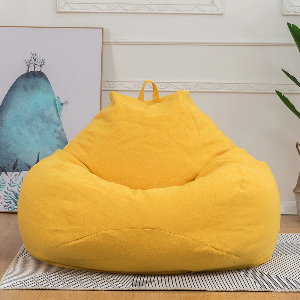 Yellow Съемный большой ленивый чехол для диванов, стулья без наполнителя, хлопковый льняной шезлонг, Кресло-мешок, пуховый диван, татами, гостиной - Цвет: Yellow