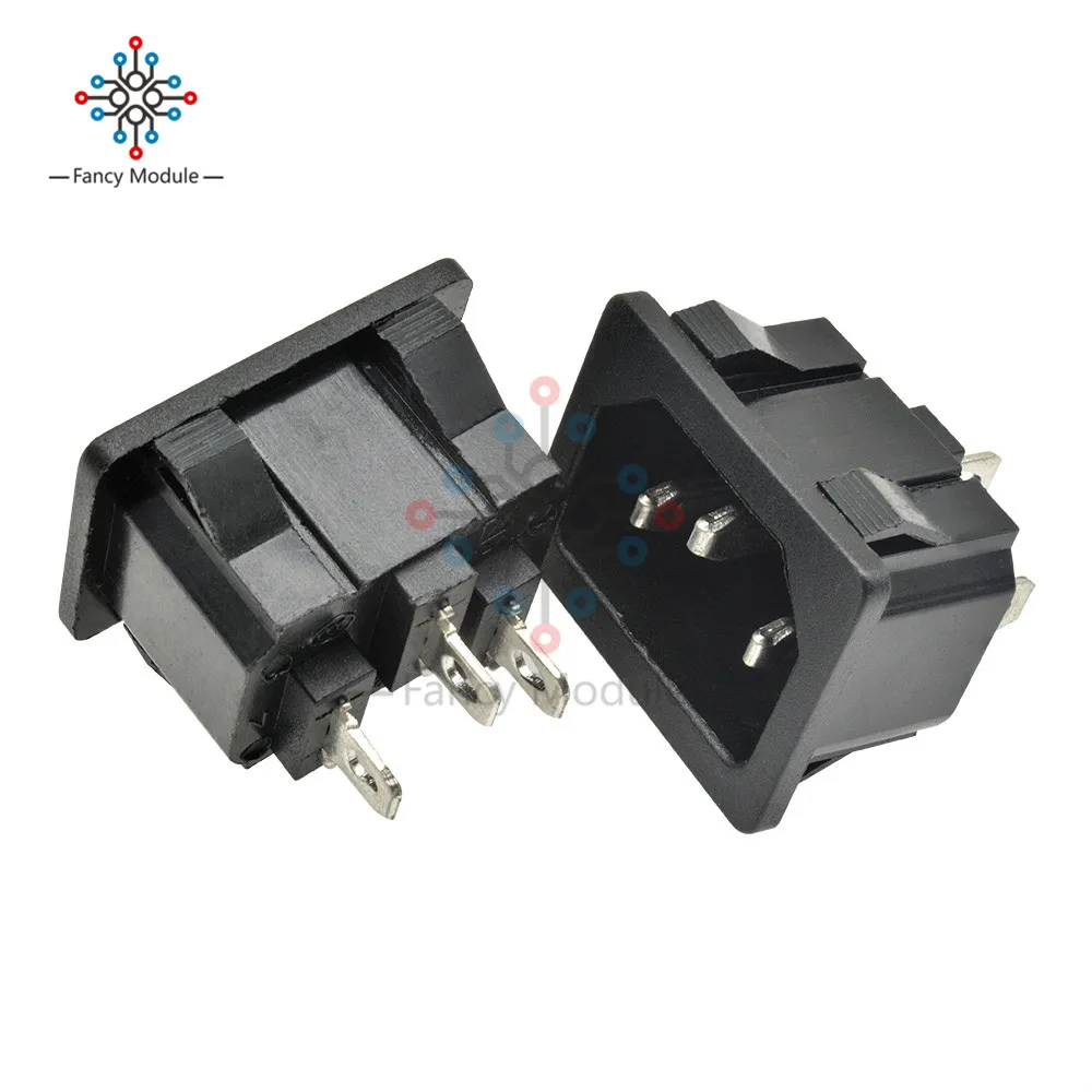 5 шт./лот AC 250V 10A мужской разъем шнура питания адаптер IEC 320 C14 входное гнездо