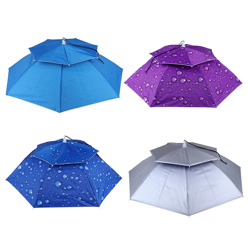 Outdoor Large Double Layer Fishing Umbrella Hat Cycling Hiking Camping Beach Sunshade Sunny Rainy Cap for Men Women Kids