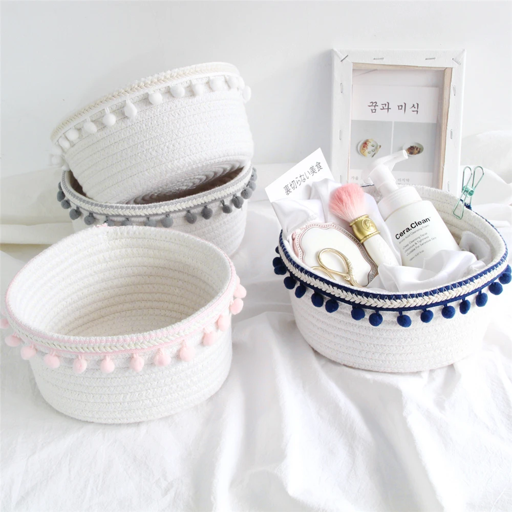 Multi-style Folding Storage Basket Cotton Woven Nordic Desktop Sundries Cotton Storage Box Fox Duck Hair Ball Storage Box