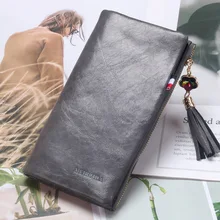 

New Fashion Retro Long Buckle Ladies Wallet Coin Purse Pu Multi-card Card Bag Tassel Pendant Luxury Clutch
