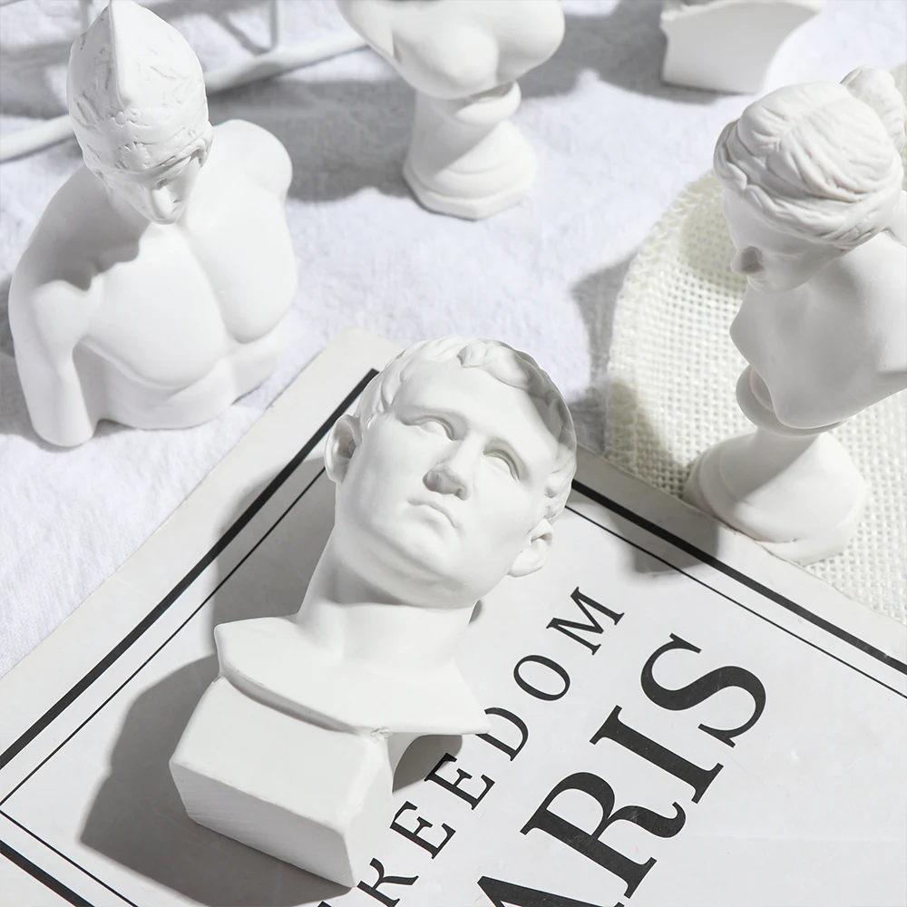 Greek Mythology Figurine David Head Portraits Bust Mini Gypsum Statue Drawing Practice Crafts Plaster Sculpture Nordic Decor • Colma.do™ • 2023 •
