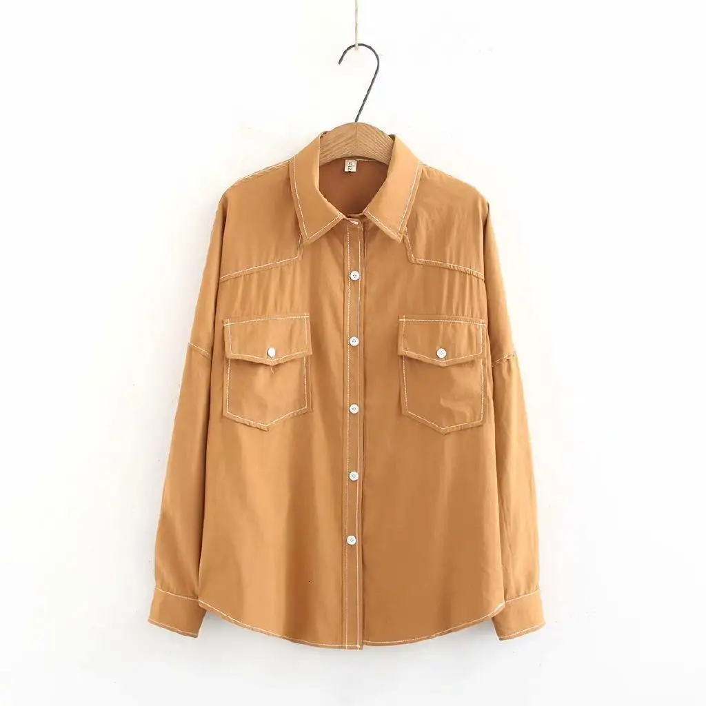 

Plus Size Vrouwen Lange Mouw Blouse Losse OL Werkkleding Knop Top