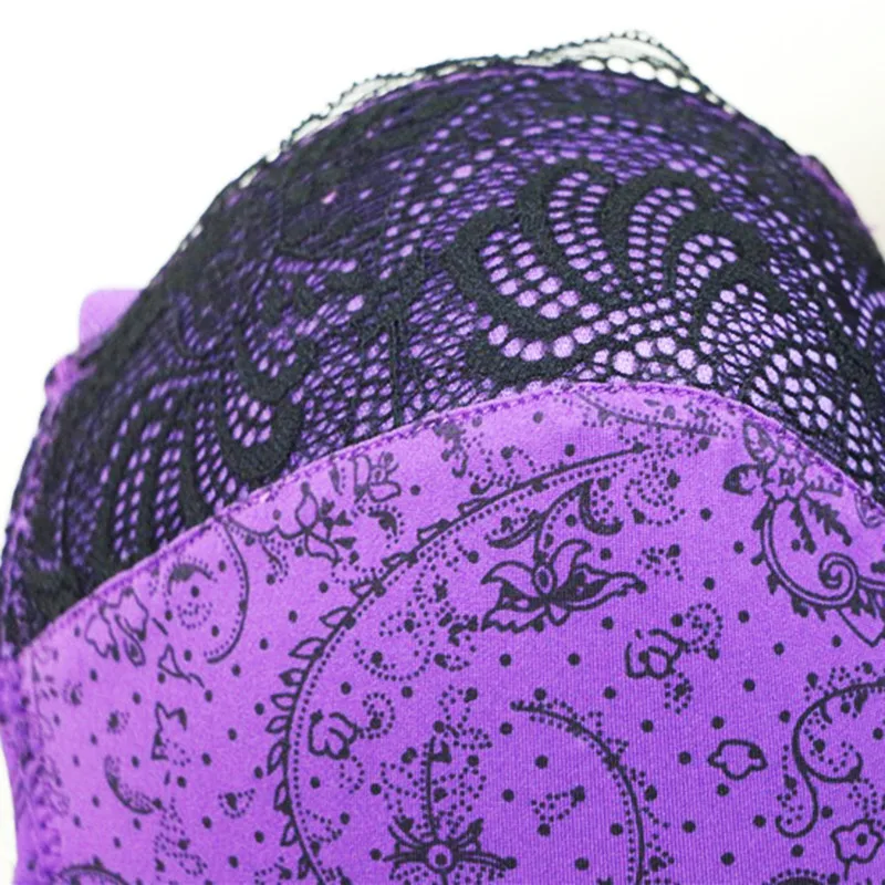 Women Lingerie Floral Print Lace Padded Push Up Bra Thong Briefs Sets 34363840 DE