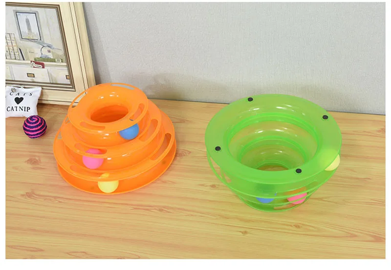 3 Levels Pet Cat Toy Tower Tracks Disc Interacitve Cat Toys Ball Training Amusement Plate Cat Tracks Toys For Cats Kitten jouet