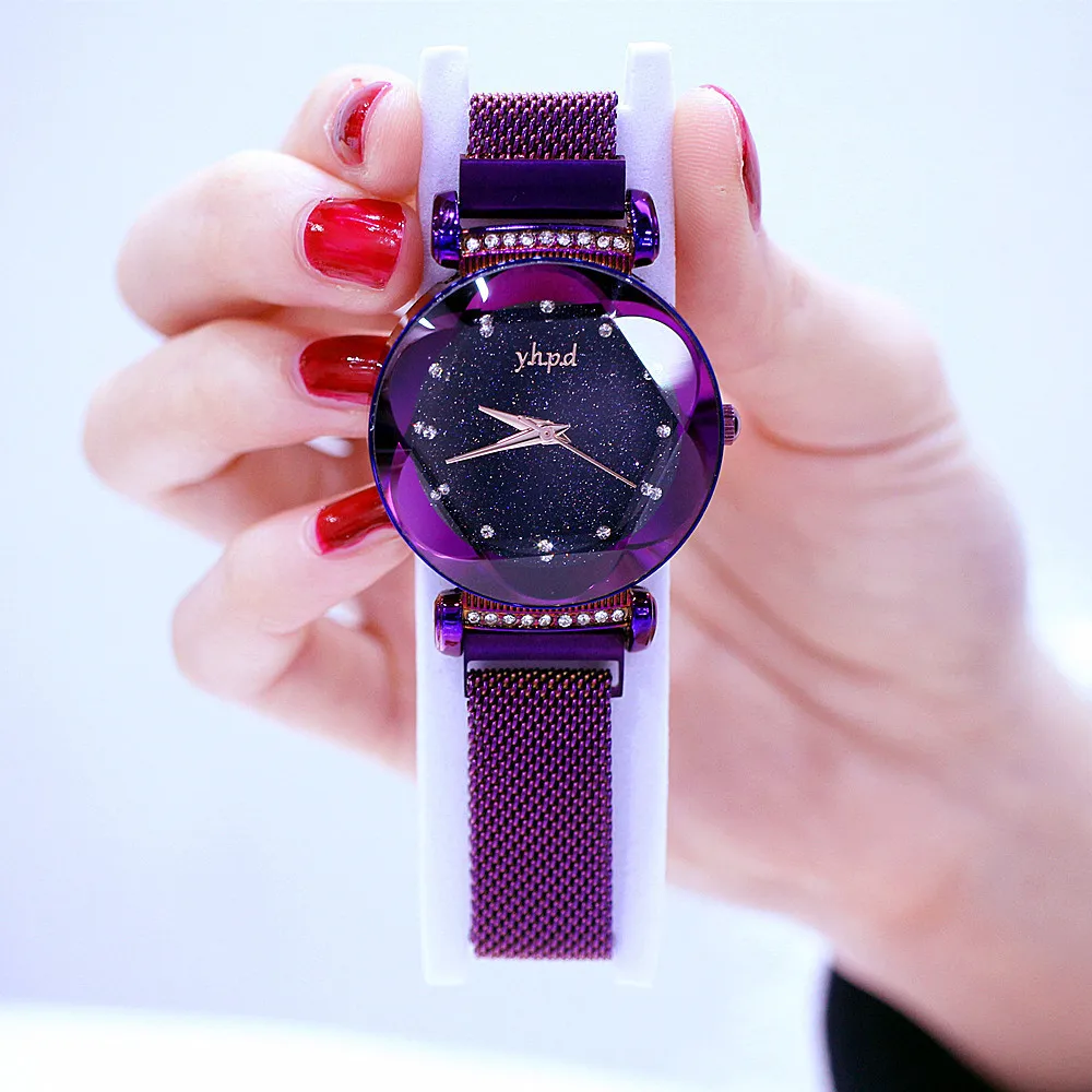 

Fashion New Style Genuine Product Ladies' Watch Star Surface Diamond Set Quartz Waterproof Magnet Mesh Belt Fashion WOMEN'S Watc