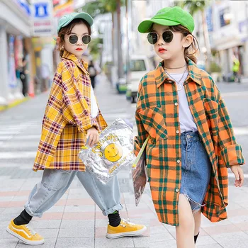 

Girls Plaid Shirt 2020 Spring Girls Clothes Teenage School Girl Shirts for Girls Blouse Children Plaid Blouse 4-14T Kids Clothes