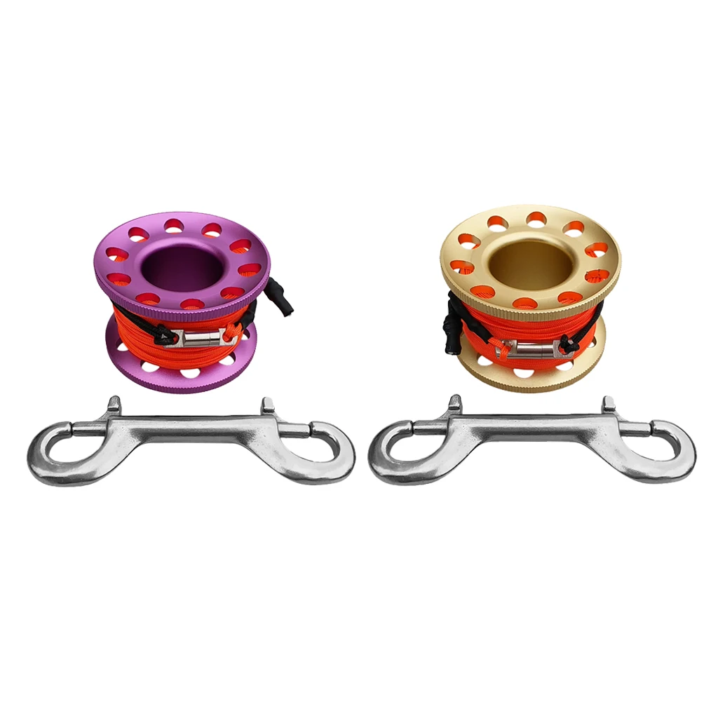 

2Pcs Aluminum Alloy High Visibility Snorkeling Guide Line Spool Purple+Gold Pool Diving Accessories for Pool & Swimming