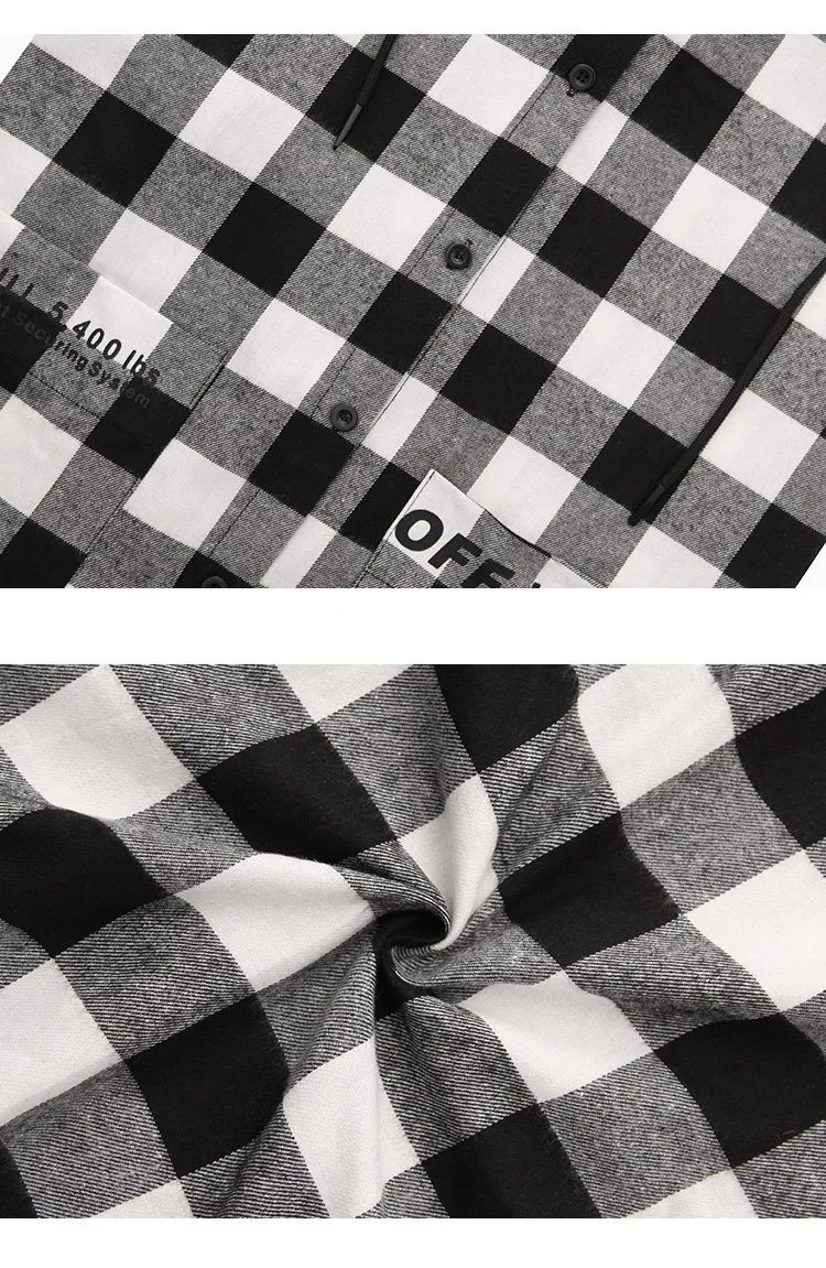 New Style CHIC Korean-Style Loose And Plus-sized Hooded Plaid Single-Breasted Mid-length Students Coat Women's F7415