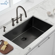 30Inch Gunmetal Black Stainless Steel Kitchen Sink Luxury Modern Extremely Durable Single Bowl Undermount Sink With Nano Surface