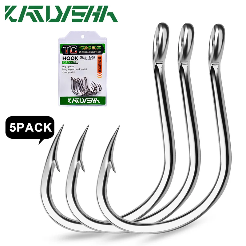Katyusha 50pcs Jig Head Fishing Hooks 1/05/0 Crank Barbed Fishhooks