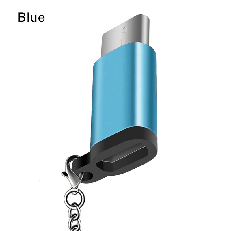 Новинка, сплошной цвет, тип C, OTG адаптер, женский, Micro USB, type-C, конвертер, тип CCharger, кабель, брелок, дизайн для мобильного телефона - Цвет: Синий