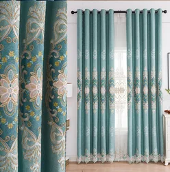 European Style Chenille Jacquard Curtains for Living Dining Room Bedroom