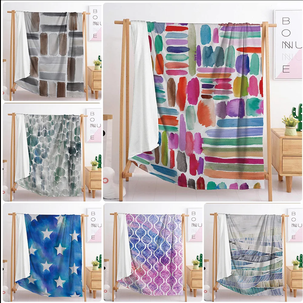 

New watercolor color block series Throw Blanket flannel blanket blanket blanket blanket sleeping blanket nappy blanket bedding