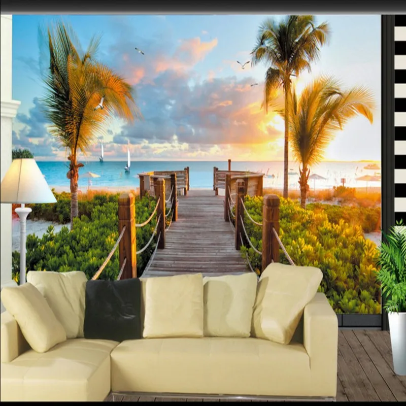 

Drop Shipping Wallpaper HD Wallpaper Blue Ocean Landscape View Living Room TV Backdrop Lobby Mural Custom 3D Wallpaper