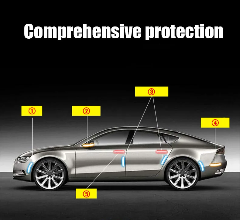 Автомобильная Светоотражающая наклейка на колесо для бровей, светоотражающая Предупреждение ющая наклейка s, для переднего бампера, для предотвращения столкновений, водонепроницаемая декоративная наклейка s