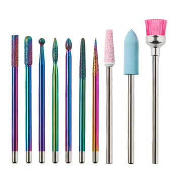 

10Pcs Ceramic Diamond Nail Art Drill Bit Set Milling Cutter Clean Electric Nail Rotary Files Burr Manicure Pedicure Cuticle Tool